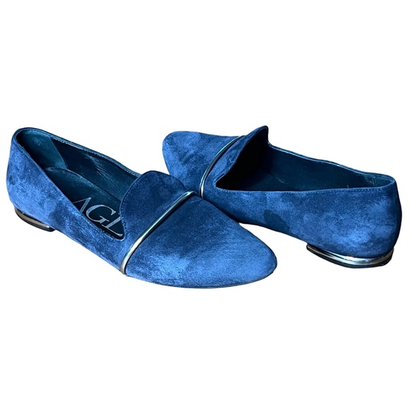 AGL Attilio Giusti Leombruni Blue Leather Suede Loafers Shoes Size 36.5 Preppy - Picture 4 of 10